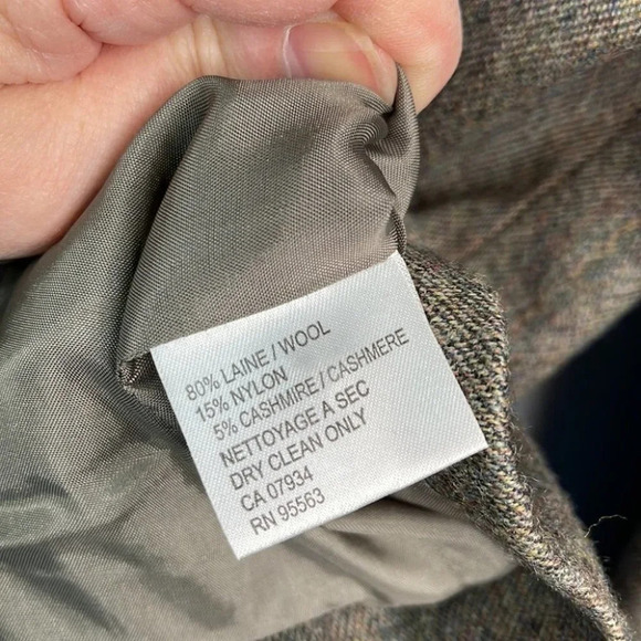 VINTAGE Simon Chang Cashmere Wool Blend Blazer Brown Tweed Button Up Size 10 - Picture 11 of 14